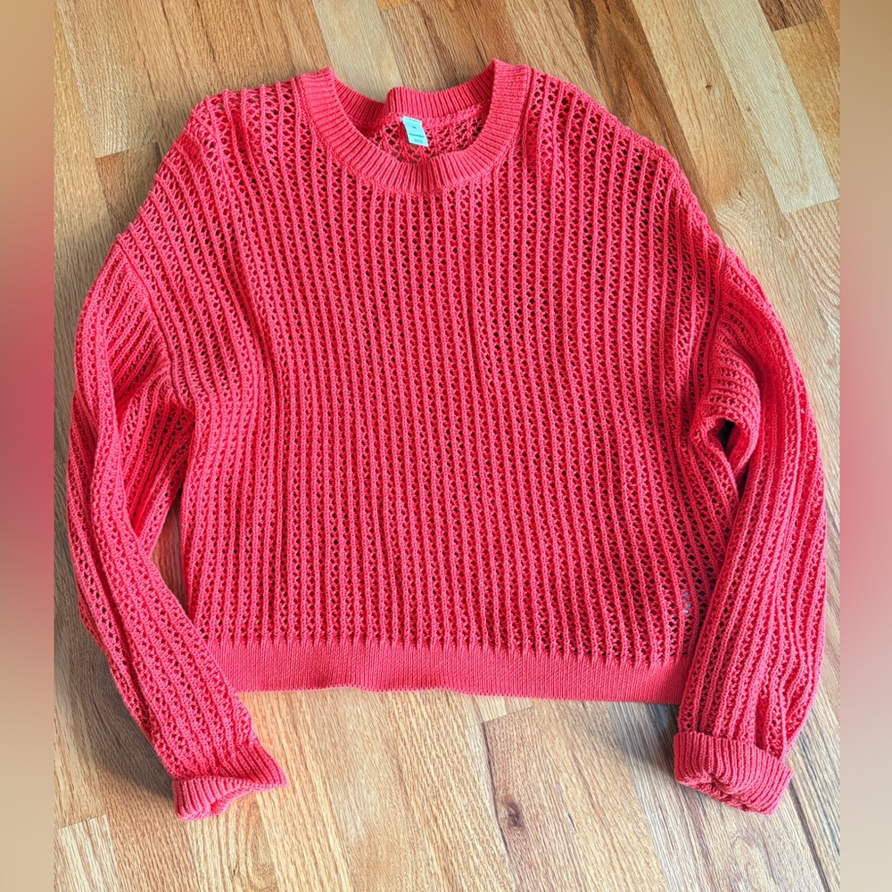 Old Navy Women's Bright Coral Crew Neck Sweater